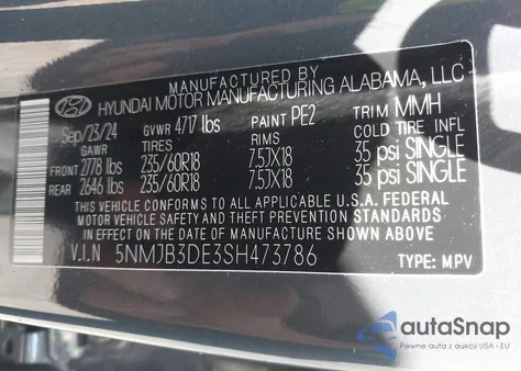 2025 Hyundai Tucson Sel from USA, damaged, VIN 5NMJB3DE3SH473786